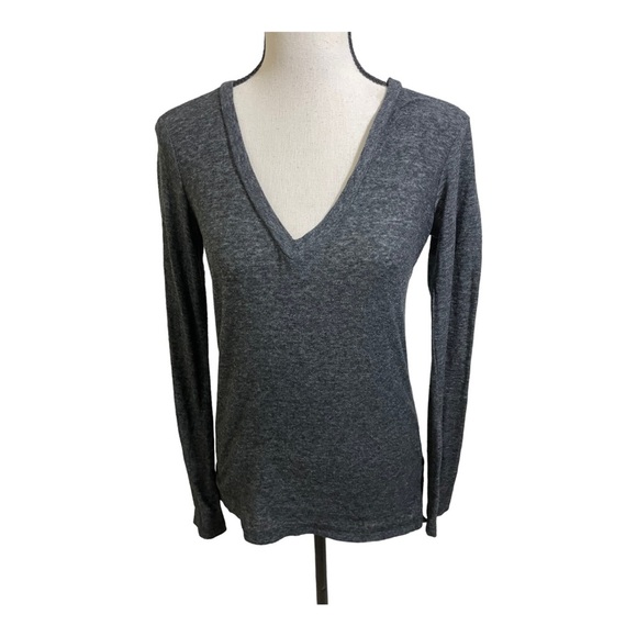 James Perse womens V-neck plunge grey long sleeve top. Cotton blend size1 - Picture 1 of 10